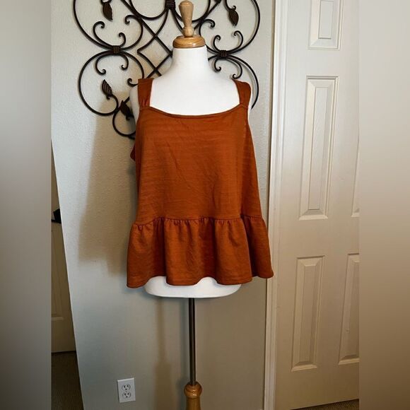 NWT Ana Baby Doll Top Orange Spice - XXLarge - Flounce hem - Picture 2 of 3